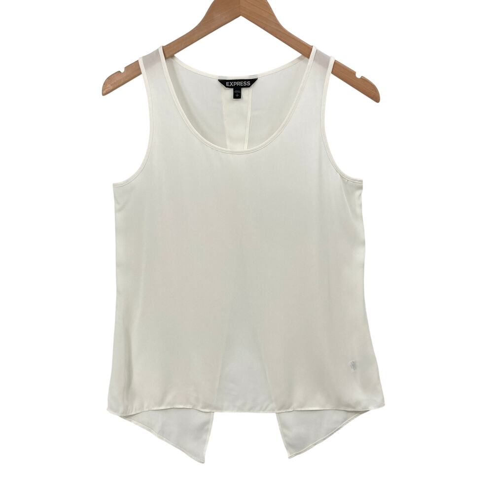 Express Womens Small Ivory Sleeveless Split Back Hi Low Tank Top Blouse